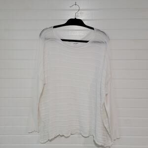 Ioanna Kourbela Basics Tunic Dolman Sweater White Boat Scoop Neck Rib Knit Top